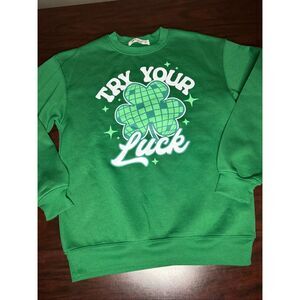 Wound Up St. Patrick Day Four Leaf Clover Sweatshirt Size XXS
